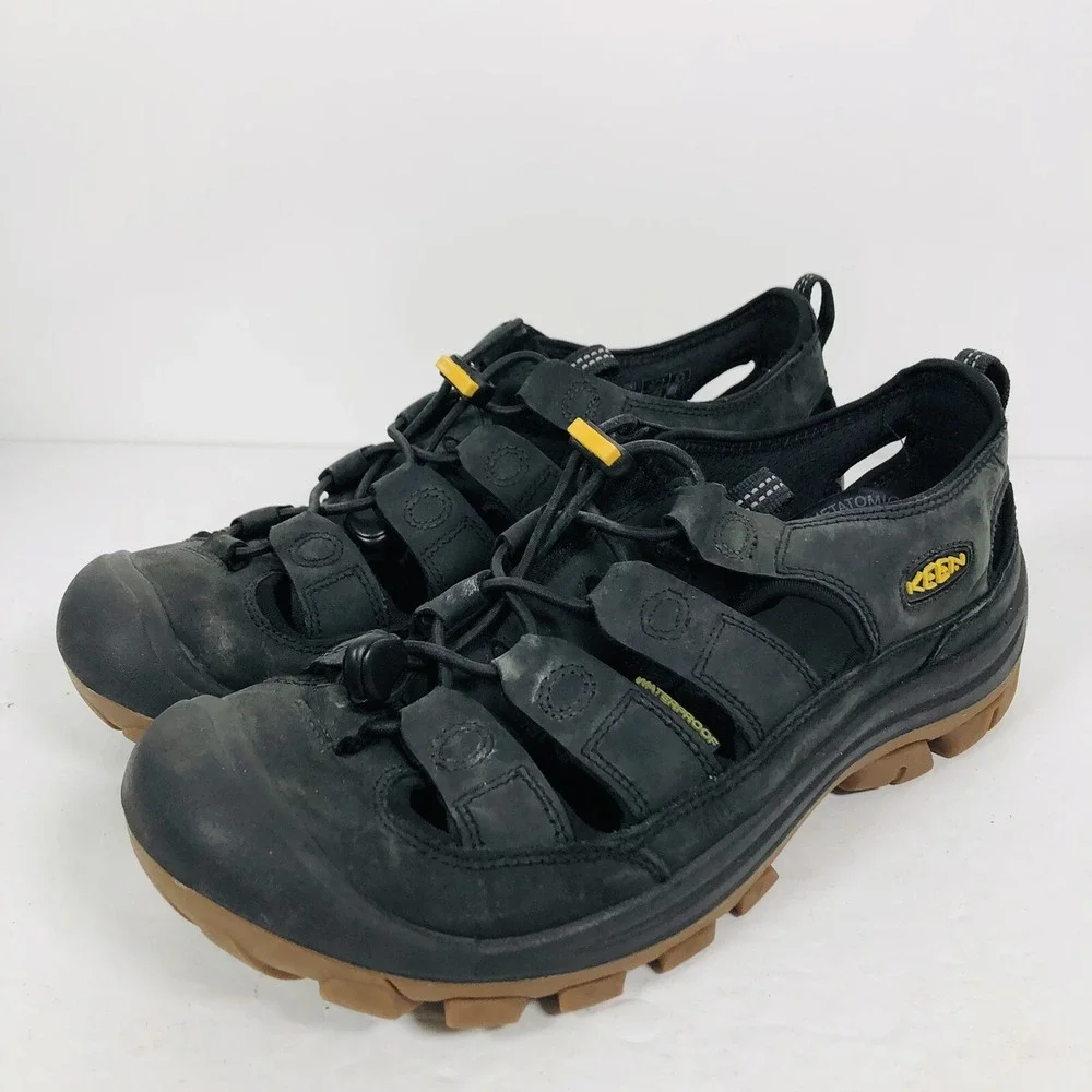 Keen Mens Glisan‎ Waterproof Fisherman Hiking Sandals SZ 9 Black Leather 13046